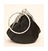 Black small satin wrist bag evening handbag purse style with diamante studded handles and wrist ring