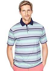 XXXL Blue Harbour Pure Cotton Varied Striped Polo Shirt