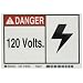 Brady 86784,  Equipment/Oem Labels, 3 1/2" Height x 5" Width, Black/Red on White, Legend "120 Volts"  (5 per Package)