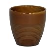 Gloss Brown Ceramic Round Textured Vase/Planter - 7.25" diameter x 7" tall
