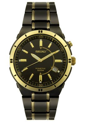 415Wyd8EGnL Seiko Mens Kinetic Black Ion Watch #SKA366