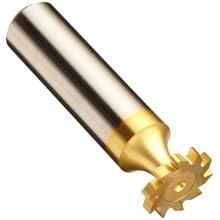 Niagara Cutter B555 Straight Tooth Shank Type Keyseat Cutter, High Speed Steel, TiN Coated, Round Shank, 5/8" Cutter Diameter, 10 Tooth, 3/32" Width