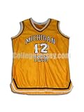 Yellow No. 12 Game Used Michigan Tech Champion Basketball Jersey