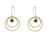 10k Yellow Gold Smoky Topaz Circle Dangle Earrings