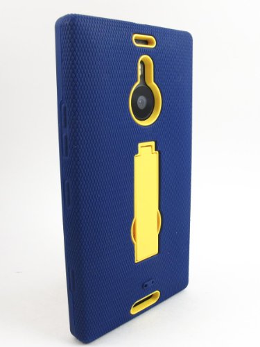 Kaleidio TM Dual Layer Armor Hybrid Case Cover for Nokia Lumia 1520 (AT&T) - Navy Blue/Yellow (Package Includes a Overbrawn Prying Tool & Stylux Stylus Combo) - Retail Packaging Kaleidio TM Dual Layer Armor Hybrid Case Cover for Nokia Lumia 1520 (AT&T) - Navy Blue/Yellow (Package Includes a Overbrawn Prying Tool & Stylux Stylus Combo) - Retail Packaging