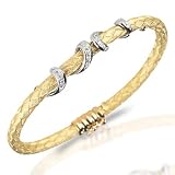18Kt Yellow Gold Handwoven Mesh Diamond Bangle Bracelet