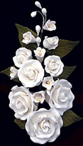 Oasis Supply Gum Paste Decorative Cake Topper - Rose Sprays (Formal Rose Spray - White)