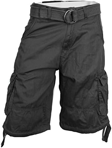 Knockout 789 Men's Cargo Short Ripstop with Belt Included (34, BLACK)