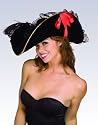 Black Buccaneer Pirate Hat with Red Bows