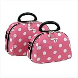 2 Piece Cosmetic Case Set in Pink Dot