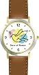 Pastel Dove of Peace Christian or Jewish Theme - WATCHBUDDY&reg; DELUXE TWO-TONE THEME WATCH - Arabic Numbers - Brown Leather Strap-Size-Large ( Men's Size or Jumbo Women's Size )