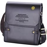 Videng Polo Men's Leather RFID Blocking Secure Briefcase Shoulder Messenger Bags, V1-brown