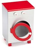 roba 97252 – Waschmaschine, Medium Density Fibreboard silber/rot lackiert, mit Drehknöpfen 53 x 35,5 x 31 cm