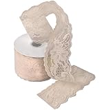 AK TRADING Floral Pattern Lace Ribbon for Decorating, Floral Designing & Crafts, 2"W, Ivory