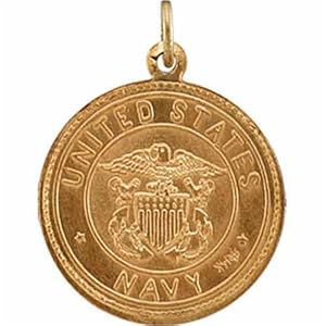 14Kt Yellow Gold Navy Insignia Medal Pendant