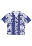 Monstera Panel Blue Aloha Shirt Greeting Card
