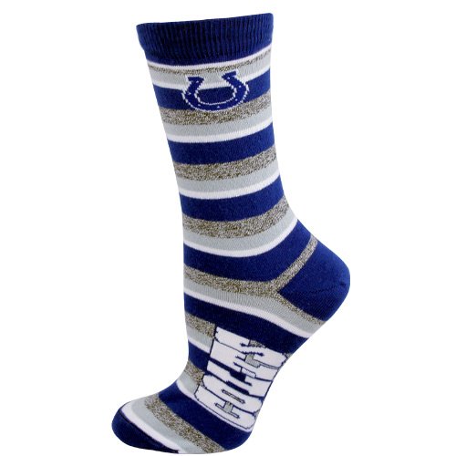Indianapolis Colts Women's Striped Crew Sock - Royal Blue/Gray