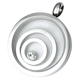 Feminine Womens Stainless Steel Pendant with Floating Cubic Zirconia