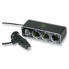 Auto-Lade-Adapter f�r Zigarettenanz�nder mit 3-fach KFZ-Steckdose und USB-Anschluss