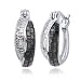 Sterling Silver Black and White Diamond Criss-Cross Hoop Earrings