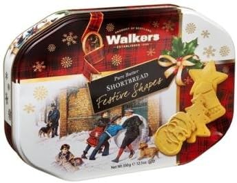 Walkers' Shortbread Assorted Festive Shapes Tin 12.3 oz(Pack of 6)
