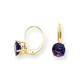 14k 7mm Amethyst Leverback Earrings