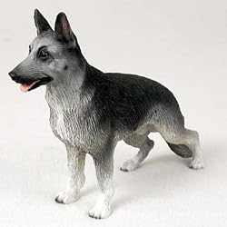 German Shepherd Silver and Black Dog Figurine