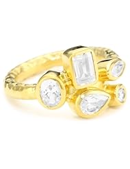 MELINDA MARIA Colleen Cluster Gold with White Ring, Size 7