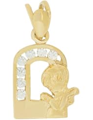 14k Yellow Gold, Small Size Praying Girl Religious Pendant Charm Communion Confirmation