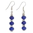 Handmade Blue Agate Dangle Earrings With Faceted Silver Beads