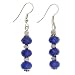 EXP Handmade Blue Agate Dangle Earrings With Faceted Silver Beads