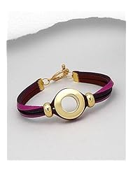 Deep Pink Leather Bracelet In White Base
