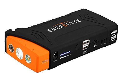 Energette PowerFull B18, [Power Upgrade] 16,800mAh Power Bank, 12V /17V /19V Portable Car Jump Starter w/600 Peak Amps, 4-in-1 phone power station, 8-in-1 laptop charger  &  LED Emergency Light 