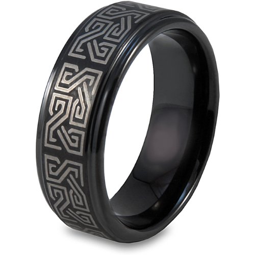 Black Plated Polished Tungsten Carbide Ring with Greek Laser Design (8.0mm) Sizes 8 13 415XbIIUfwL Black Plated Polished Tungsten Carbide Ring with Greek Laser Design (8.0mm) Sizes 8 13