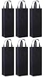 Reusable Gift Bag, Single Bottle Wine Tote , Black, 6 Pack Set