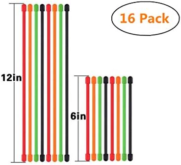GGYY(TM) Silicone Twist Ties Reusable Gear Ties 16 PCS - 12 and 6 inch Cable Ties Cord Organizer Cord Management for ourdoor and indoor (16PCS, 6,12 INCH)