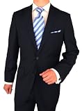 415Xfnf6afL. SL160  Modern Signature Collection Italian Fit Mens Suit Merino Wool 140s Peak Lapel Two Button Jacket Hand Pick Stitching Pleated Pants Dark Navy Stripe