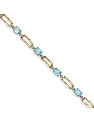 14k Gold Completed Open-Link Diamond/Blue Topaz Bracelet : Length 7 in