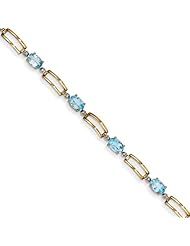 14k Completed Open-Link Diamond/Blue Topaz Bracelet