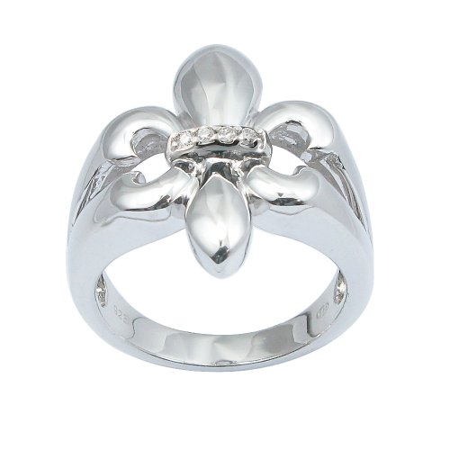 Mens Sterling Silver Diamond-Accent Fleur-de-lis Ring, Size 11