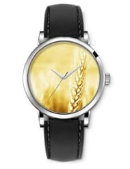 SPRAWL Aanalog Fashion Series Silver Ladies Watches of Genuine Black Leather Strap,Unique Wrist Watch for Women Girls Designed with wheat