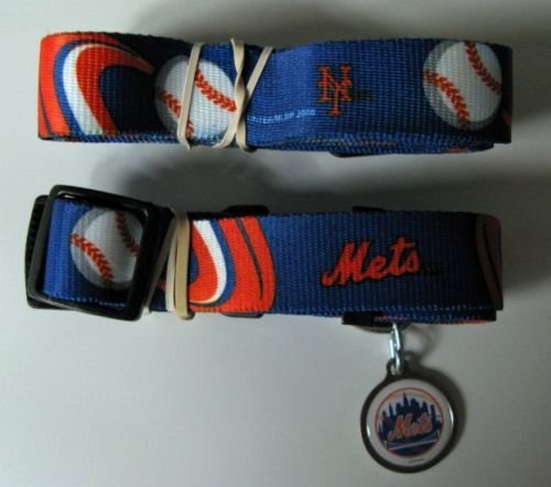New York Mets Dog Pet Set Leash Collar ID Tag XS