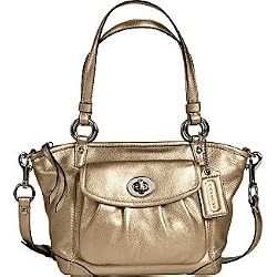 Coach Leah Metallic Leather Small Bag Tote 13177 Gold