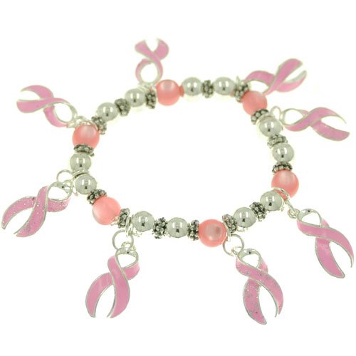 Handcrafted Breast Cancer Ribbon Dangle Charm 
