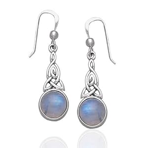 Sterling Silver Rainbow Moonstone Celtic Knot Earrings by 