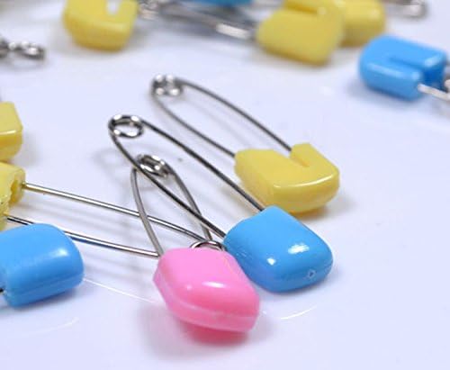 TheWin Pack of 50 Baby Diaper Nappy Pins Safety Hold Clip Locking Cloth, Bread Head