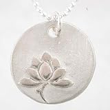 Round Lotus Flower Pendant in Sterling Silver on 16 chain, #8881