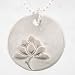 Round Lotus Flower Pendant in Sterling Silver on 16