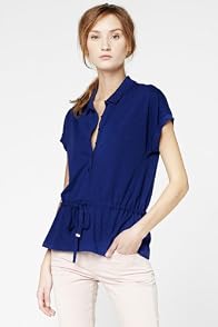 Cap Sleeve Fluid Pique Ruched Waist Polo