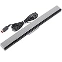 Fosmon (9.4 inches/7.5 Feet) Premium Replacement Nintendo Wii / Wii U Wired Sensor Bar with Stand (Silver/Black) - Fosmon Retail Packaging